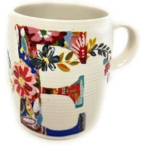 Handmade Floral Ceramic Mug By Paula Hellmann 12 Oz Capacity White With Multicol